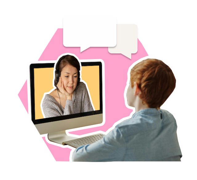 Tutor and student over video call